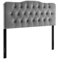 Modway Annabel Diamond Tufted Performance Velvet Queen Headboard - Grey-Luxurious Modern Queen Headboard