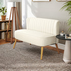 HOMCOM 46" Upholstered Loveseat Sofa with Wood Legs - Cream White-Four rubber wood legs ensure reliable strength when in use