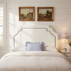 Modway Magnolia Stain-Resistant Performance Velvet Full Size Headboard - Alabaster/Cadet Blue-Scalloped Silhouette