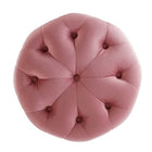 Modway Amour Tufted Button Round Performance Velvet Ottoman - Dusty Rose-Ottoman Weight Capacity: 500 lbs