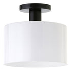 Hudson&Canal Henri 10" Wide Semi Flush Mount with Glass Shade - Matte Black/White Milk-Industrial design for your entryway, foyer, or kitchen