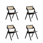 Manhattan Comfort Lambinet 20.87" Industry Chic Dining Folding Chair - Black and Natural Cane - Set of 4-Modern - Industry Chic Cane Folding Dining Chair Perfect for Dining Room Use. Set of 4