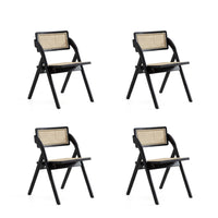 Manhattan Comfort Lambinet 20.87" Industry Chic Dining Folding Chair - Black and Natural Cane - Set of 4-Modern - Industry Chic Cane Folding Dining Chair Perfect for Dining Room Use. Set of 4