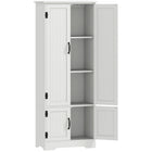 HOMCOM 60" H Kitchen Pantry Cabinet with Shelves - White-Adjustable and removable shelf in an upper storage cabinet for more flexible storage 