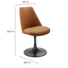 Modway Lippa Swivel Dining Vegan Leather Side Chair - Black Tan-Armless Design with Pedestal Base