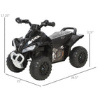 Aosom Kids Sliding Ride-On 4 Wheel ATV - Black-Overall Dimension: 26.5"L x 15"W x 17.25"H 