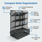 ShoppingAll Mesh Desk Organizer with 9 Compartments-5
