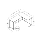Monarch Specialties 7397 58" Computer Desk - Natural/White Metal Corner-Product dimensions: 58.25 inches L x 44 inches W x 30 inches H