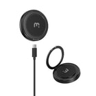 MyBat DockIt 360° Magnetic Wireless Charger + Ring Grip Stand - Black-Charging Distance: 3-8 mm. Energy Conversion: >72%. Cable Length: ~1 m (3.3 ft)