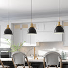Hudson&Canal Madison 12" Wide Pendant with Metal Shade - Black/Brass/Black-Clean with a soft, dry cloth and no harsh chemicals or abrasive cleaning materials