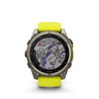 Garmin fēnix 8 - Solar Outdoor Recreation/Adventure Watches - 51 mm - Sapphire, Titanium with Amp Yellow/Graphite Silicone Band-Off-grid voice command feature lets you access select watch controls even without a smartphone connection
