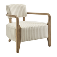 Modway Zinnia Striped Fabric Upholstered Accent Chair - Oatmeal Stripe-Striped Fabric Upholstery