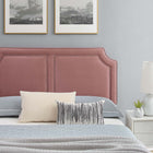 Modway Novi Performance Velvet King Bed with Tapered Black Wood Legs - Dusty Rose-Wood Slat Support System