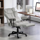 HOMCOM Big and Tall High Back Office Chair with Footrest - Grey-140 degree reclining back and a footrest