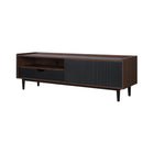 Manhattan Comfort Duane 59.25" Mid-Century Modern TV Stand - Dark Brown and Black-Iron Metal Feet for Fashion and Durability