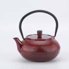 Minimal Enamelled Cast Iron Teapot - Line Red - 0.6 L-Beautiful glossy enameled surface looks like ceramic