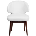 Flash Furniture Comfort Back Series Leather Side Reception Chair with Walnut Legs - White-Executive Guest Chair