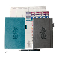 Wamaco Pineapple Passionate Planner Collection - Teal Planner, Grey Journal, Stickers, Notepad, Weekly Deskpad, Pen-Versatile – This Complete planning collection comes with a 13 Month Undated Planner that allows you to pick up where you left off and a journal to make sure you don’t miss a thought or a note.