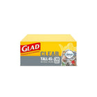 Glad Easy-Tie Kitchen Catcher Tall Clear W/Frebreze - 45L - 30 Pack-TALL CLEAR GARBAGE BAGS: Box of 30 bags of Glad Tall 45L clear garbage Bags