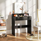 HOMCOM Makeup Vanity Desk with Mirror and Lights - 29.5" L x 15" W x 53.1" H - Black-Spacious tabletop, two drawers and three open compartments organise beauty essentials 