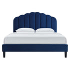 Modway Daisy Performance Velvet Full Platform Bed - Navy-Performance Velvet Upholstery