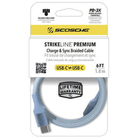 Scosche 6' USB-C to USB-C Charging Cable with Cable Wrap - Blue-Premium 6 ft braided cable provides flexibility, strength and tangle-free durability
