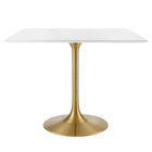 Modway Lippa 36" Square Wood Dining Table - Gold White-Modern Dining Table