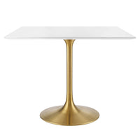 Modway Lippa 36" Square Wood Dining Table - Gold White-Modern Dining Table