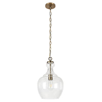 Hudson&Canal Verona 11" Wide Pendant with Glass Shade - Brass/Seeded-Mid-century modern design for your entryway, foyer, or kitchen
