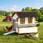 PawHut 47" Chicken Coop Wooden Chicken House Rabbit Hutch with Nesting Box-Side door acts as a ramp for quick access to the inside