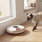 PawHut Automatic 6 Meal Cat Feeder with Timer - Light Brown-The LED screen clearly displays the current time and remaining battery life 