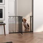 PawHut 30"- 45" Extra Wide Dog Gate with Double Locking System - Black-Adjustable width of 29.5"-45.3" (75-115 cm)