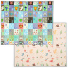 Qaba Baby Foldable Waterproof Activity Playmat - Alphabet and Animal Theme-One side features letters and numbers, while the other side displays cute animals 
