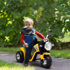 Aosom 6V Kids Electric Ride-On Motorcycle - Yellow-Three wide textured tires provide stable and safe riding 