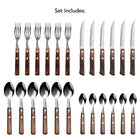 Tramontina BBQ Stainless Steel Flatware Set – Polywood Handle - Forks - Spoons - Knives - Outdoor Use - 24 Piece Set-Solid alloy rivets