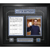 Auston Matthews Toronto Maple Leafs Four Goal First Game Scoresheet Collage - Framed Print - 28" x 24"-Premium scoresheet framed