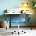 Chaise de Bureau Pivotante en Tissu Bleu Homy Casa-Pivotement à 366 Degrés : Permet des mouvements variés et une flexibilité dans n'importe quel espace de travail