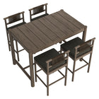 Modway Eleni 5-Piece Outdoor Teak Wood Bar Set - Weathered Grey Flint-Non-Marking Foot Caps
