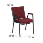 Flash Furniture HERCULES Series Heavy Duty Burgundy Patterned Fabric Stack Chairs with Arms - 4 Pack-Cherry Capped Arms