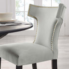 Modway Curve Performance Velvet Dining Chairs - Light Grey - 2 Pack-Studded Nailhead Trim
