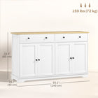 HOMCOM 140" L Sideboard Buffet Cabinet with Storage - White-Robust material is easy to clean with a damp cloth