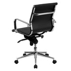Nicer Interior Ribbed Group Style Low Back Desk Chair - Black-Knee-tilt mechanism allows reclining with tilt lock for added comfort