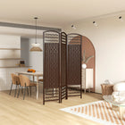 HOMCOM 3 Panel Wave Fiber Freestanding Room Divider for Home Office - Brown-Lightweight and easy to move around
