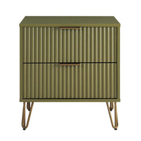 Manhattan Comfort DUMBO 20.07" Modern 2-Drawer Nightstand - Olive Green-Modern-Contemporary with a taste of Glam - Nightstand for Bedroom and Living Room Use
