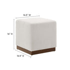 Modway Tilden 17" Square Boucle Upholstered Ottoman - Cloud/Walnut-Dense Foam Padding