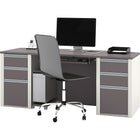 Bestar Connexion Collection Double Pedestal Executive Desk, Sandstone & Slate-1" commercial-grade work surface resists scratches, stains and burns