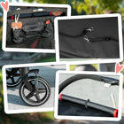 PawHut One-Click Foldable Pet Stroller with Shock Absorber - Black-Storage bags to put pet supplies and personal belongings 