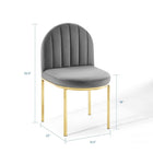 Modway Isla Channel Tufted Performance Velvet Dining Side Chair - Gold/Grey-Clamshell Design
