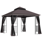 Outsunny 10 ft W x 10 ft L Soft-top Patio Gazebo Deck Canopy - Coffee-Practical gazebo with a tall and spacious design