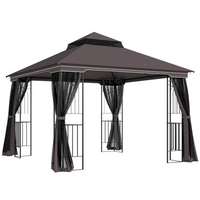 Outsunny 10 ft W x 10 ft L Soft-top Patio Gazebo Deck Canopy - Coffee-Practical gazebo with a tall and spacious design